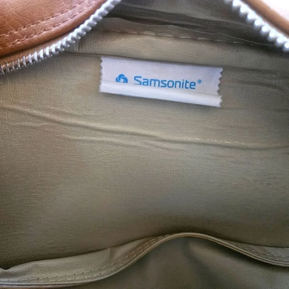 Samsonite Briefcase Messenger Travel Carry On Bag Brown Zipper Vintage